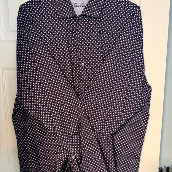 Tasso Elba Other - Tasso Elba Navy and Lavender Patterned Shirt